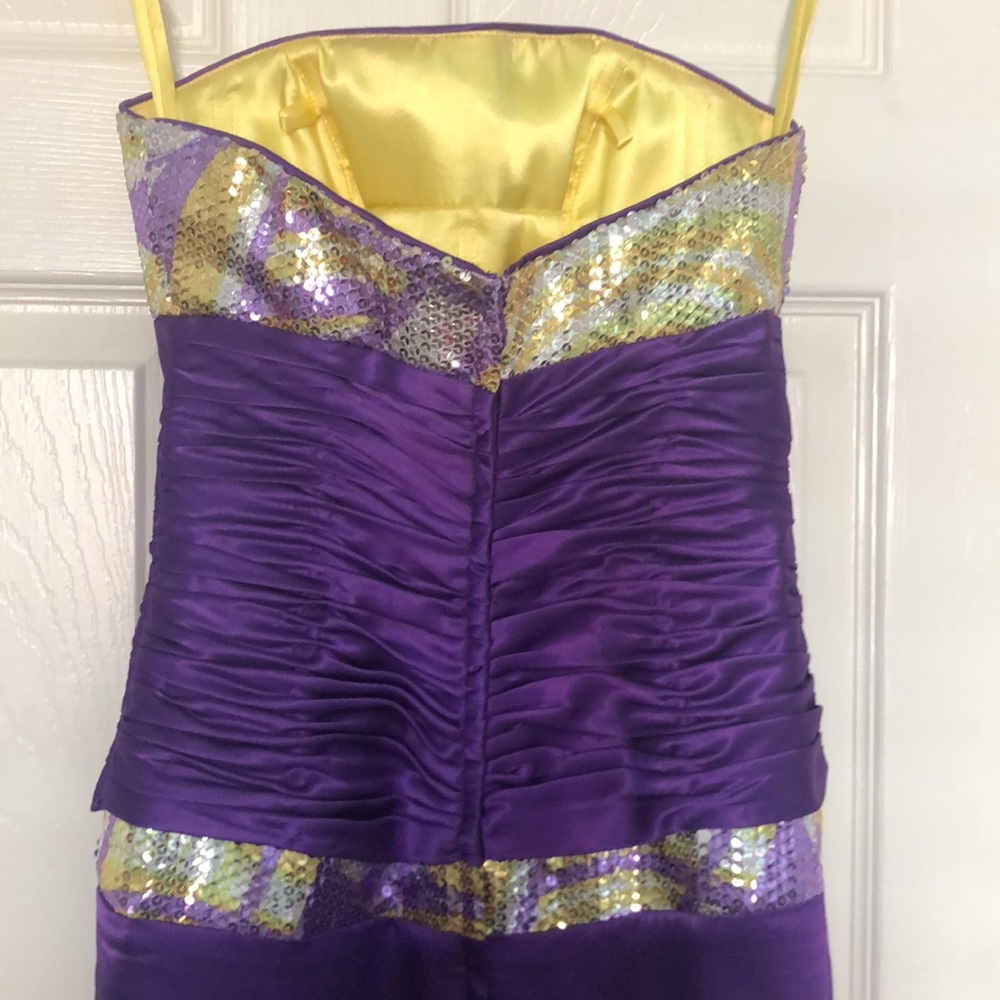 Cire purple and gold strapless gown. - Picture 6 of 9